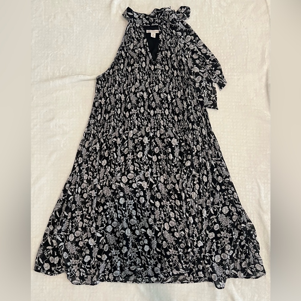 Cato Black and White Floral Midi Dress